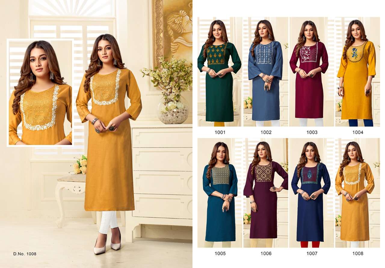 LAADO BY JINESH NX 1001 TO 1008 SERIES DESIGNER STYLISH FANCY COLORFUL BEAUTIFUL PARTY WEAR & ETHNIC WEAR COLLECTION RAYON EMBROIDERED KURTIS AT WHOLESALE PRICE