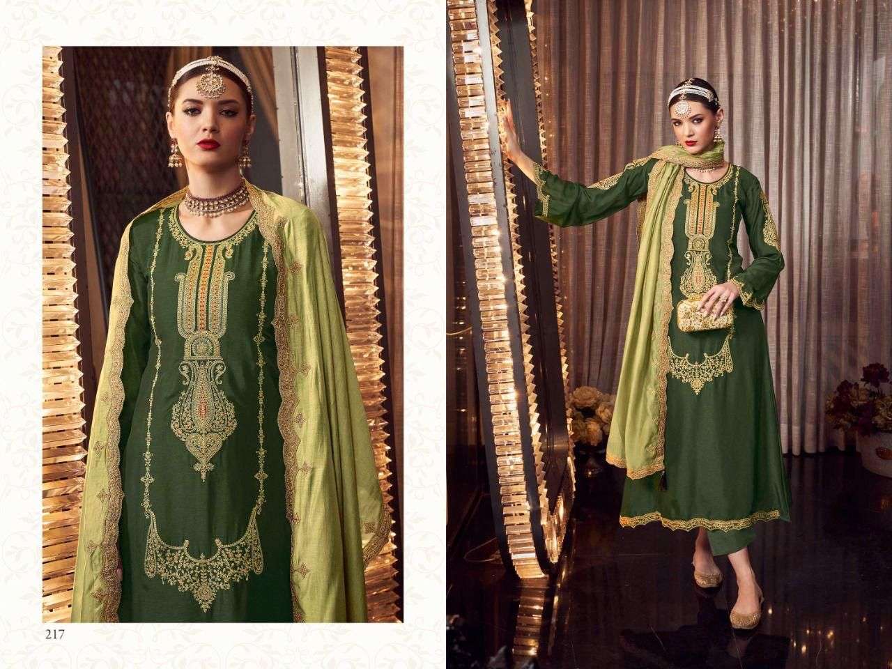 HOONAR BY AIQA 217 TO 223 SERIES BEAUTIFUL COLORFUL STYLISH FANCY CASUAL WEAR & ETHNIC WEAR & READY TO WEAR BEMBERG SILK DRESSES AT WHOLESALE PRICE