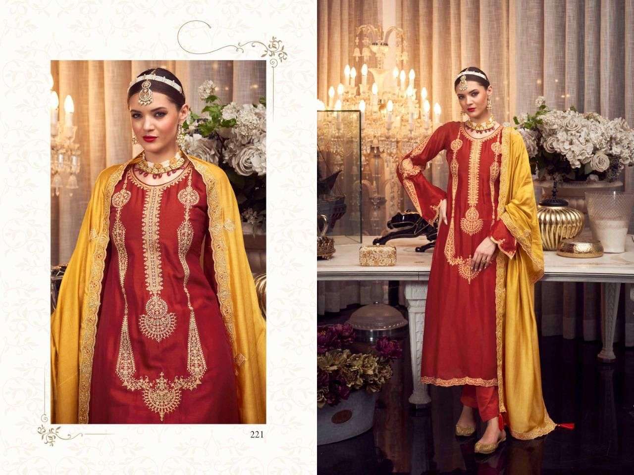 HOONAR BY AIQA 217 TO 223 SERIES BEAUTIFUL COLORFUL STYLISH FANCY CASUAL WEAR & ETHNIC WEAR & READY TO WEAR BEMBERG SILK DRESSES AT WHOLESALE PRICE