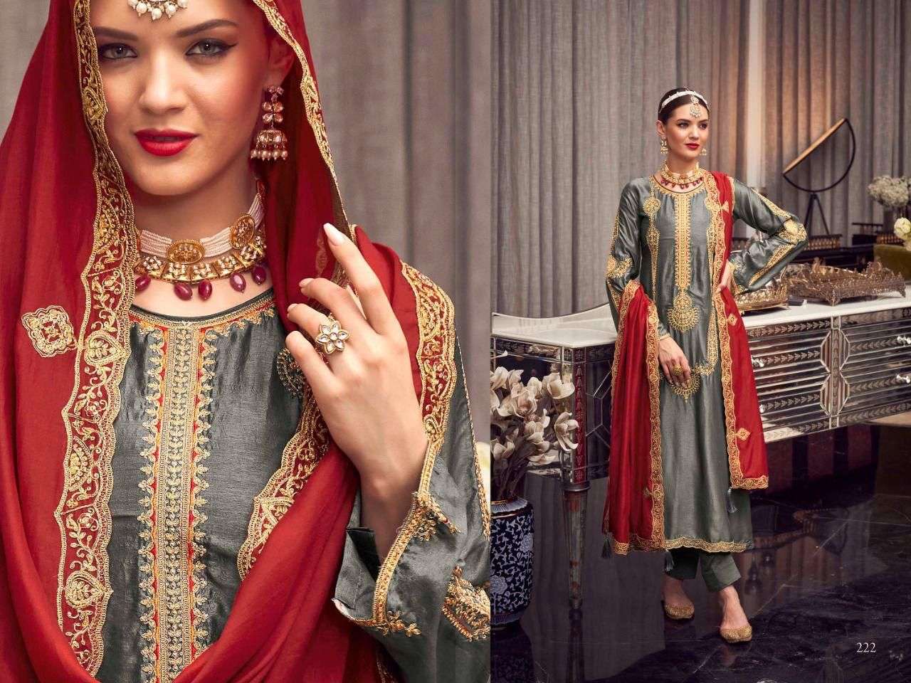 HOONAR BY AIQA 217 TO 223 SERIES BEAUTIFUL COLORFUL STYLISH FANCY CASUAL WEAR & ETHNIC WEAR & READY TO WEAR BEMBERG SILK DRESSES AT WHOLESALE PRICE