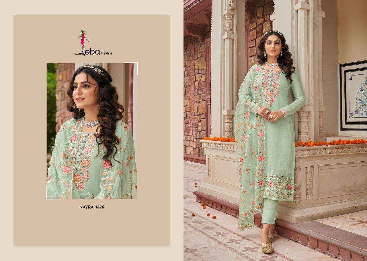 NAYRA VOL-5 BY EBA LIFESTYLE 1475 TO 1478 SERIES BEAUTIFUL COLORFUL STYLISH FANCY CASUAL WEAR & ETHNIC WEAR & READY TO WEAR VISCOSE SILK EMBROIDERED DRESSES AT WHOLESALE PRICE