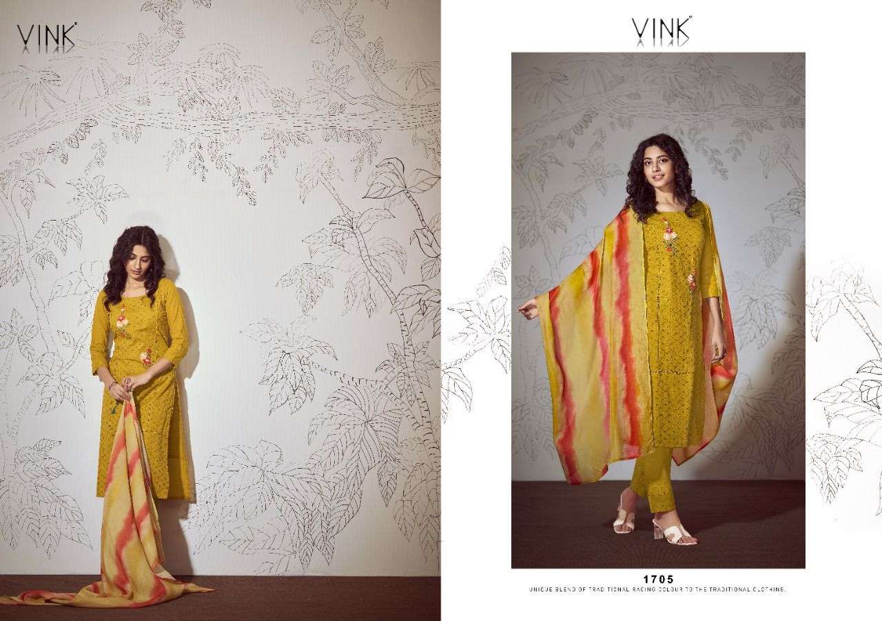 CHIKANKARI VOL-3 BY VINK 1701 TO 1706 SERIES BEAUTIFUL SUITS COLORFUL STYLISH FANCY CASUAL WEAR & ETHNIC WEAR PURE COTTON EMBROIDERED DRESSES AT WHOLESALE PRICE