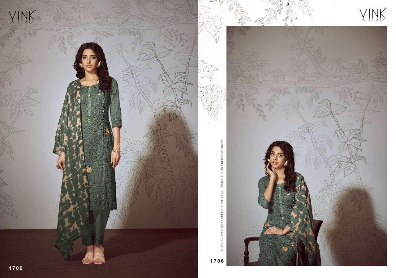CHIKANKARI VOL-3 BY VINK 1701 TO 1706 SERIES BEAUTIFUL SUITS COLORFUL STYLISH FANCY CASUAL WEAR & ETHNIC WEAR PURE COTTON EMBROIDERED DRESSES AT WHOLESALE PRICE