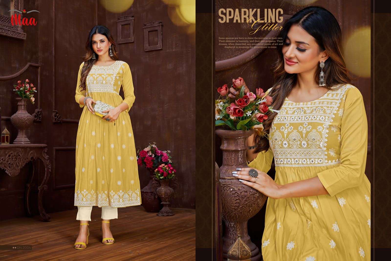 HUNAR BY MAA CREATION 2001 TO 2004 SERIES DESIGNER STYLISH FANCY COLORFUL BEAUTIFUL PARTY WEAR & ETHNIC WEAR COLLECTION MAL COTTON EMBROIDERED KURTIS AT WHOLESALE PRICE