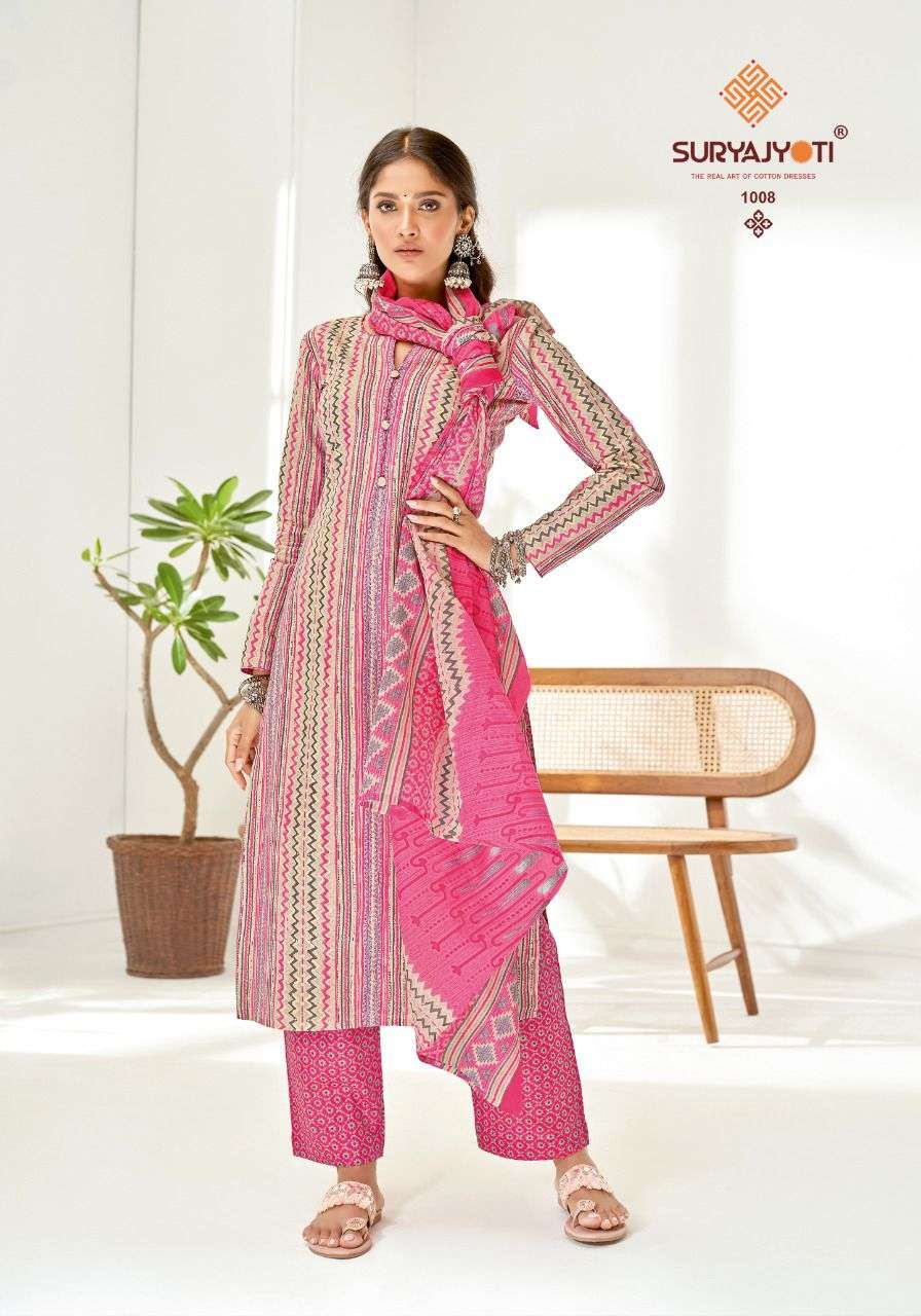 PREYASI VOL-1 BY SURYAJYOTI 1001 TO 1008 SERIES BEAUTIFUL SUITS COLORFUL STYLISH FANCY CASUAL WEAR & ETHNIC WEAR PURE COTTON LAWN PRINT DRESSES AT WHOLESALE PRICE