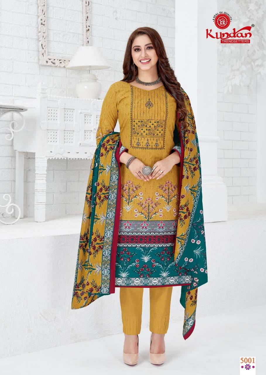 ABEERA VOL-5 BY KUNDAN 5001 TO 5012 SERIES DESIGNER SUITS BEAUTIFUL FANCY STYLISH COLORFUL PARTY WEAR & OCCASIONAL WEAR COTTON PRINTED DRESSES AT WHOLESALE PRICE