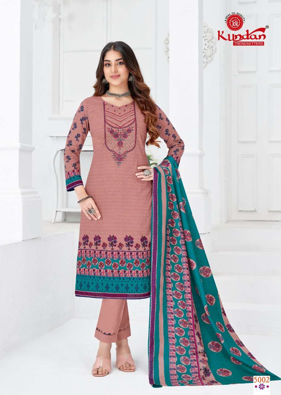 ABEERA VOL-5 BY KUNDAN 5001 TO 5012 SERIES DESIGNER SUITS BEAUTIFUL FANCY STYLISH COLORFUL PARTY WEAR & OCCASIONAL WEAR COTTON PRINTED DRESSES AT WHOLESALE PRICE