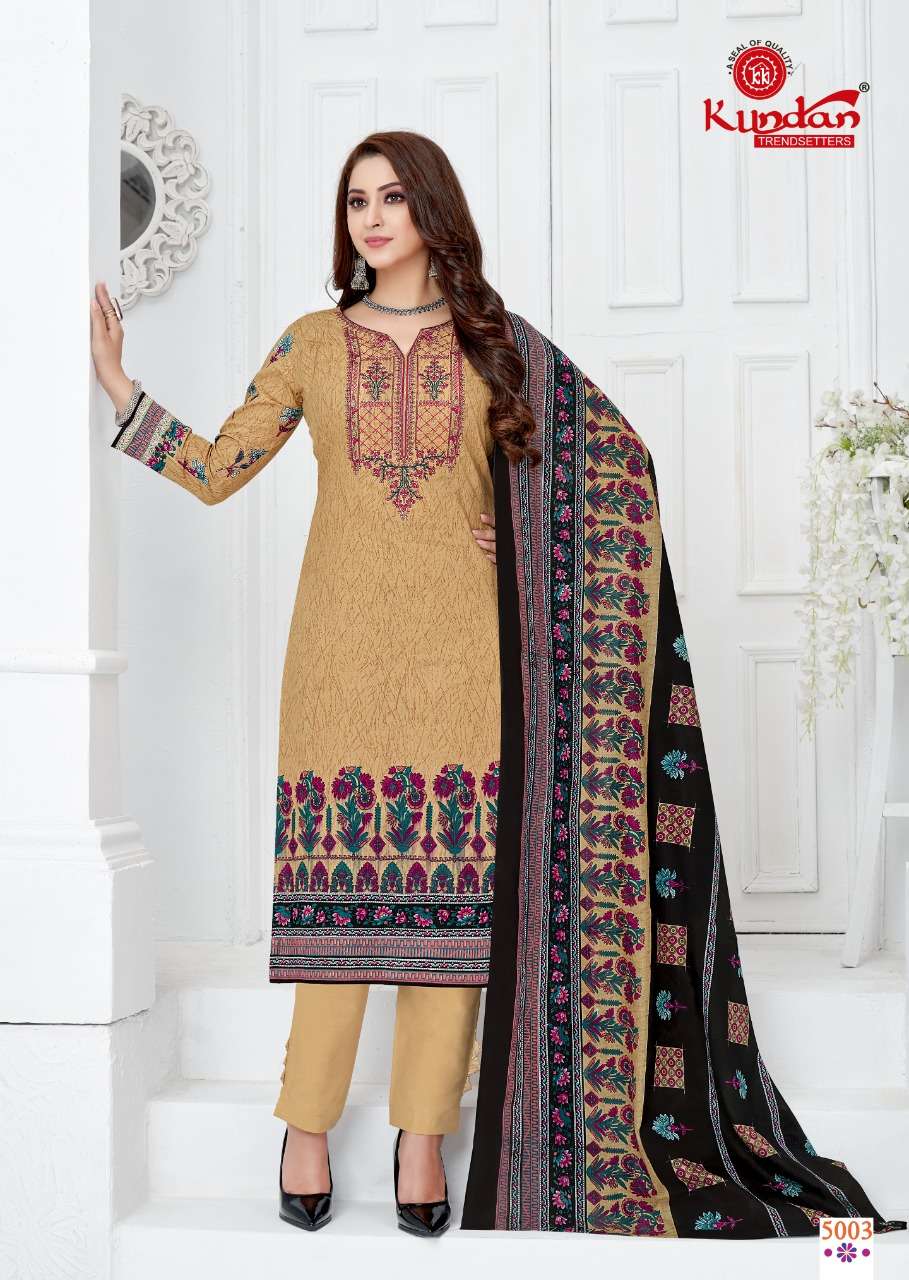 ABEERA VOL-5 BY KUNDAN 5001 TO 5012 SERIES DESIGNER SUITS BEAUTIFUL FANCY STYLISH COLORFUL PARTY WEAR & OCCASIONAL WEAR COTTON PRINTED DRESSES AT WHOLESALE PRICE