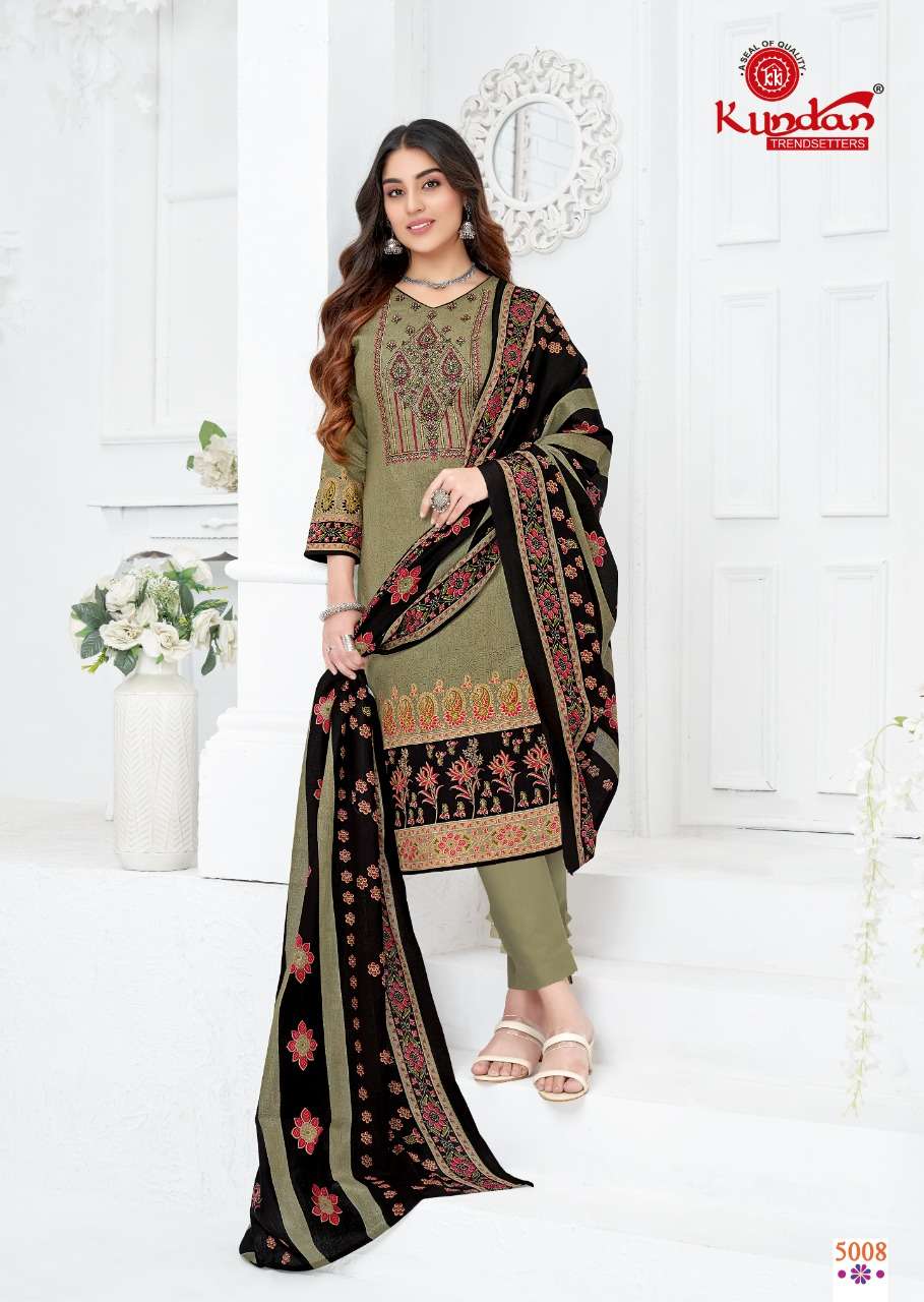 ABEERA VOL-5 BY KUNDAN 5001 TO 5012 SERIES DESIGNER SUITS BEAUTIFUL FANCY STYLISH COLORFUL PARTY WEAR & OCCASIONAL WEAR COTTON PRINTED DRESSES AT WHOLESALE PRICE