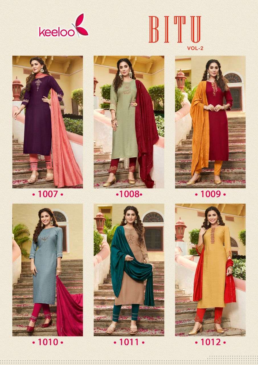 BITU VOL-2 BY KEELOO 1007 TO 1012 SERIES BEAUTIFUL STYLISH SHARARA SUITS FANCY COLORFUL CASUAL WEAR & ETHNIC WEAR & READY TO WEAR HEAVY RAYON DRESSES AT WHOLESALE PRICE