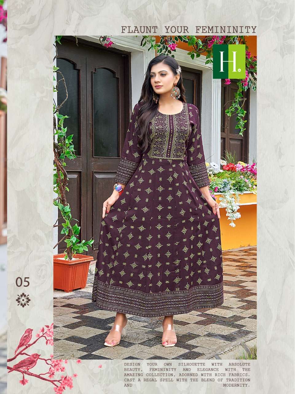 SAMANTHA VOL-2 BY HIRWA 01 TO 08 SERIES DESIGNER STYLISH FANCY COLORFUL BEAUTIFUL PARTY WEAR & ETHNIC WEAR COLLECTION RAYON PRINT GOWN AT WHOLESALE PRICE