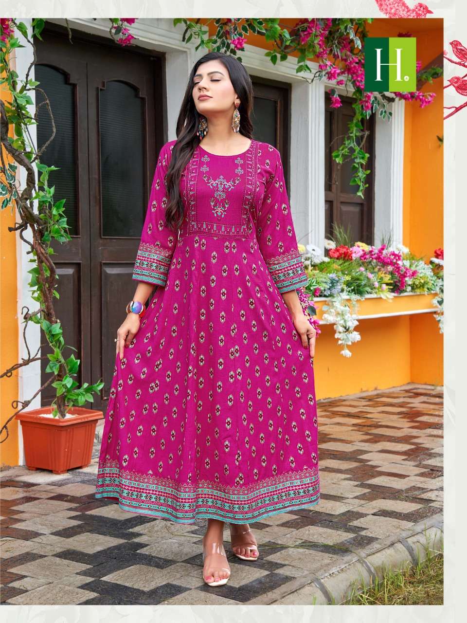 SAMANTHA VOL-2 BY HIRWA 01 TO 08 SERIES DESIGNER STYLISH FANCY COLORFUL BEAUTIFUL PARTY WEAR & ETHNIC WEAR COLLECTION RAYON PRINT GOWN AT WHOLESALE PRICE