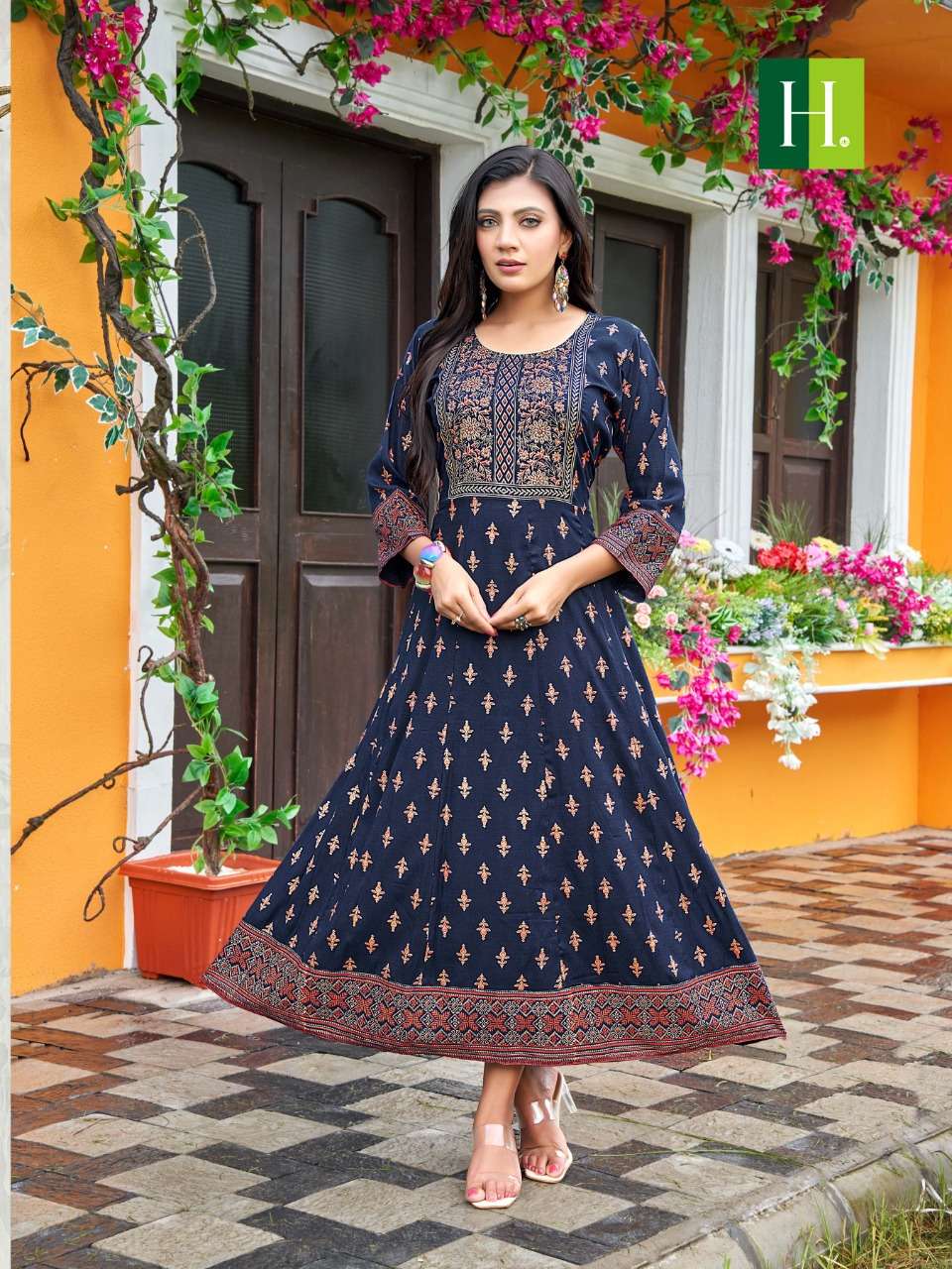 SAMANTHA VOL-2 BY HIRWA 01 TO 08 SERIES DESIGNER STYLISH FANCY COLORFUL BEAUTIFUL PARTY WEAR & ETHNIC WEAR COLLECTION RAYON PRINT GOWN AT WHOLESALE PRICE