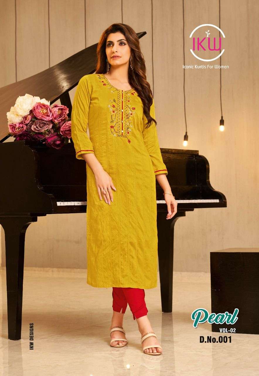 PEARL VOL-2 BY IKW 001 TO 008 SERIES DESIGNER STYLISH FANCY COLORFUL BEAUTIFUL PARTY WEAR & ETHNIC WEAR COLLECTION VISCOSE SIL KURTIS AT WHOLESALE PRICE