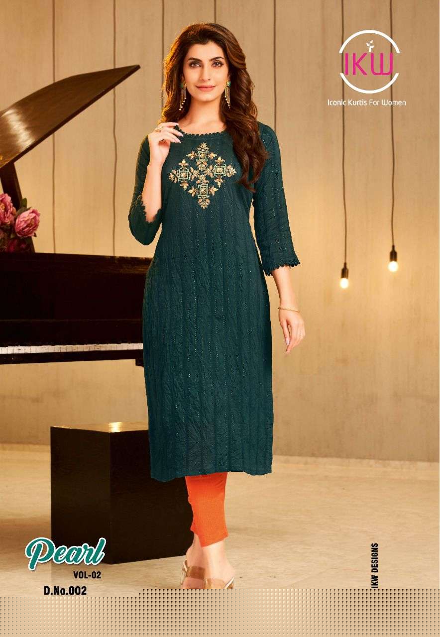 PEARL VOL-2 BY IKW 001 TO 008 SERIES DESIGNER STYLISH FANCY COLORFUL BEAUTIFUL PARTY WEAR & ETHNIC WEAR COLLECTION VISCOSE SIL KURTIS AT WHOLESALE PRICE