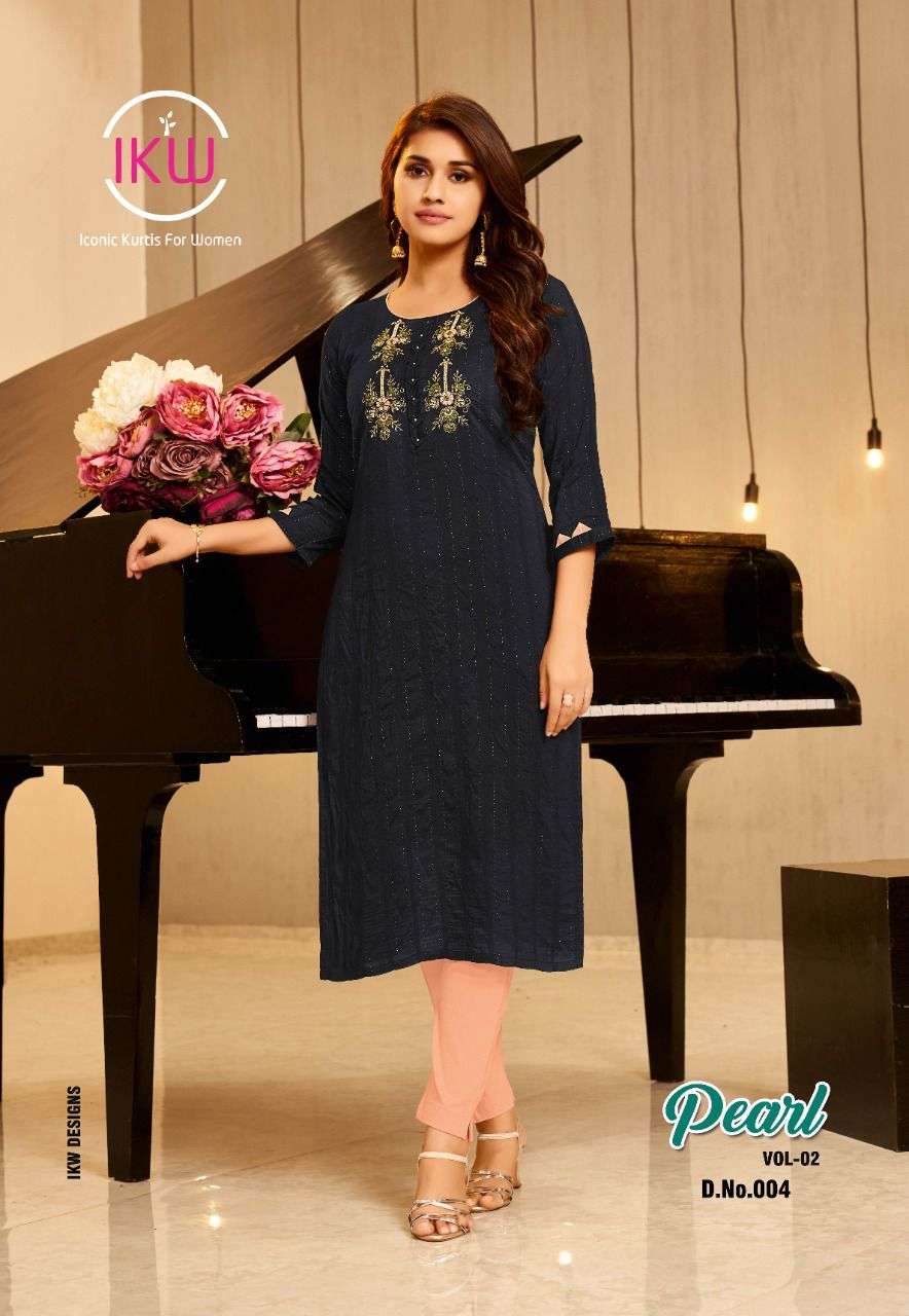 PEARL VOL-2 BY IKW 001 TO 008 SERIES DESIGNER STYLISH FANCY COLORFUL BEAUTIFUL PARTY WEAR & ETHNIC WEAR COLLECTION VISCOSE SIL KURTIS AT WHOLESALE PRICE