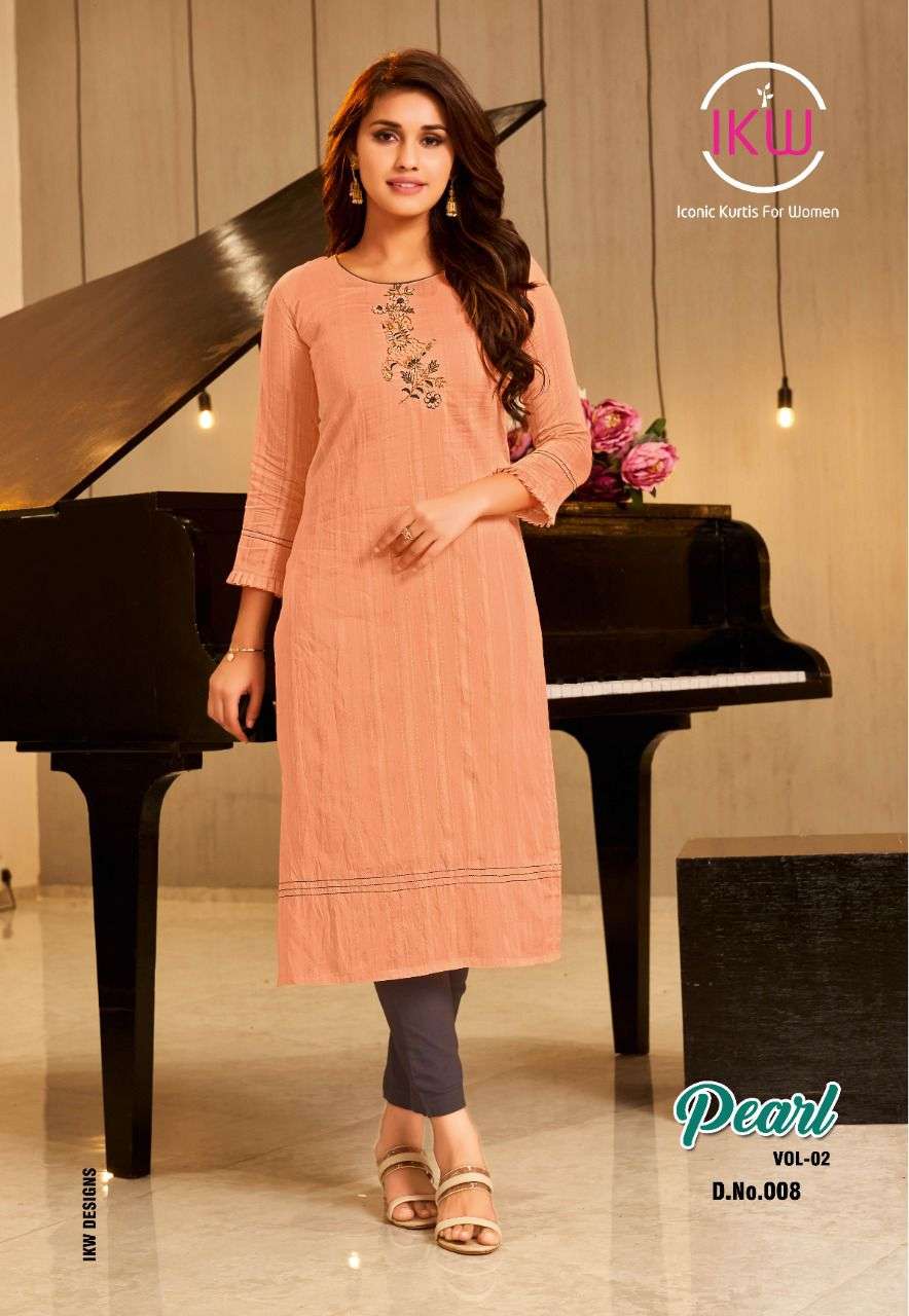 PEARL VOL-2 BY IKW 001 TO 008 SERIES DESIGNER STYLISH FANCY COLORFUL BEAUTIFUL PARTY WEAR & ETHNIC WEAR COLLECTION VISCOSE SIL KURTIS AT WHOLESALE PRICE