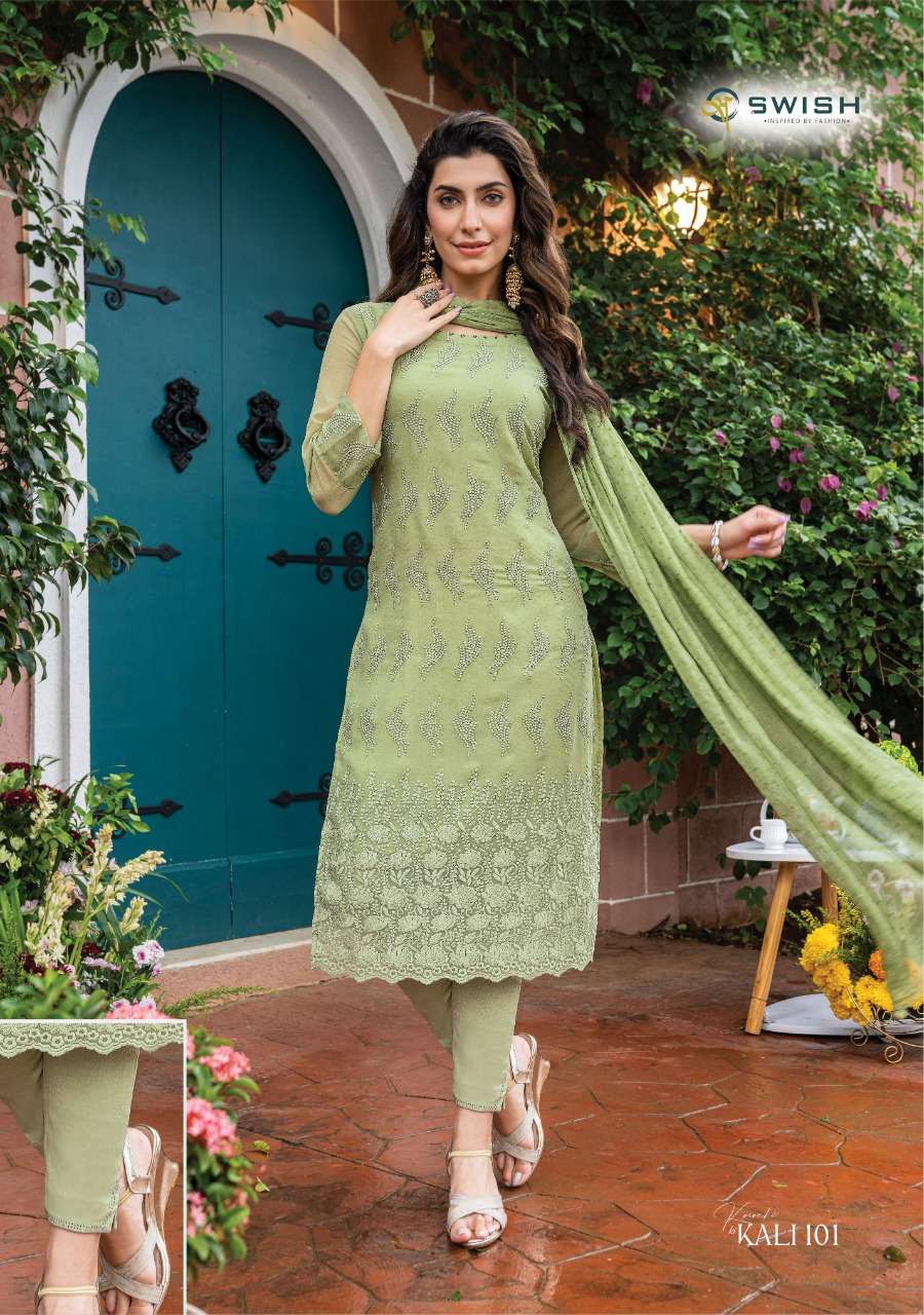 KALI BY SWISH 101 TO 106 SERIES BEAUTIFUL SUITS COLORFUL STYLISH FANCY CASUAL WEAR & ETHNIC WEAR FANCY DRESSES AT WHOLESALE PRICE
