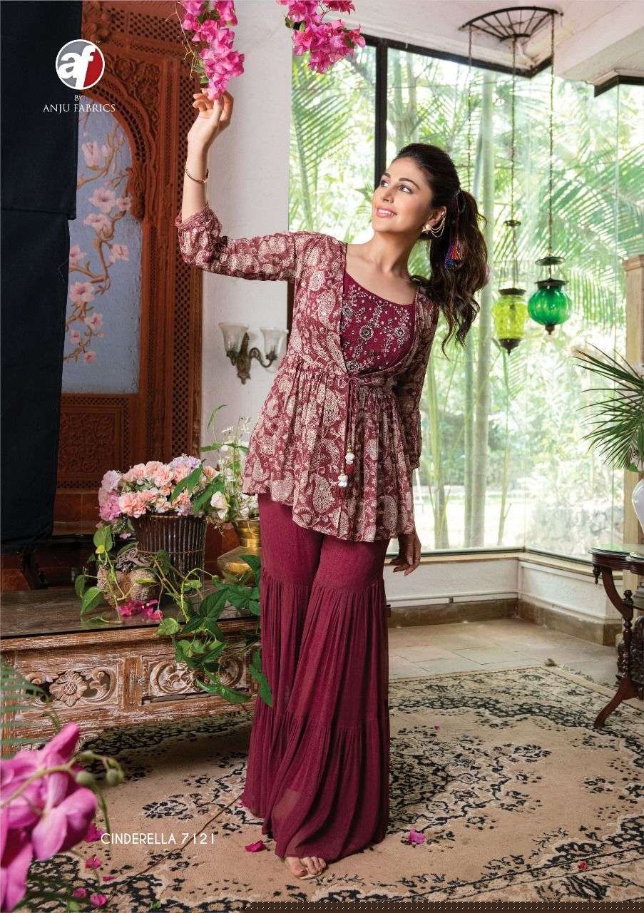 Cinderella Vol-2 By Anju Fabrics 7121 To 7124 Series Designer Stylish Fancy Colorful Beautiful Party Wear & Ethnic Wear Collection Pure Georgette Tops With Bottom At Wholesale Price