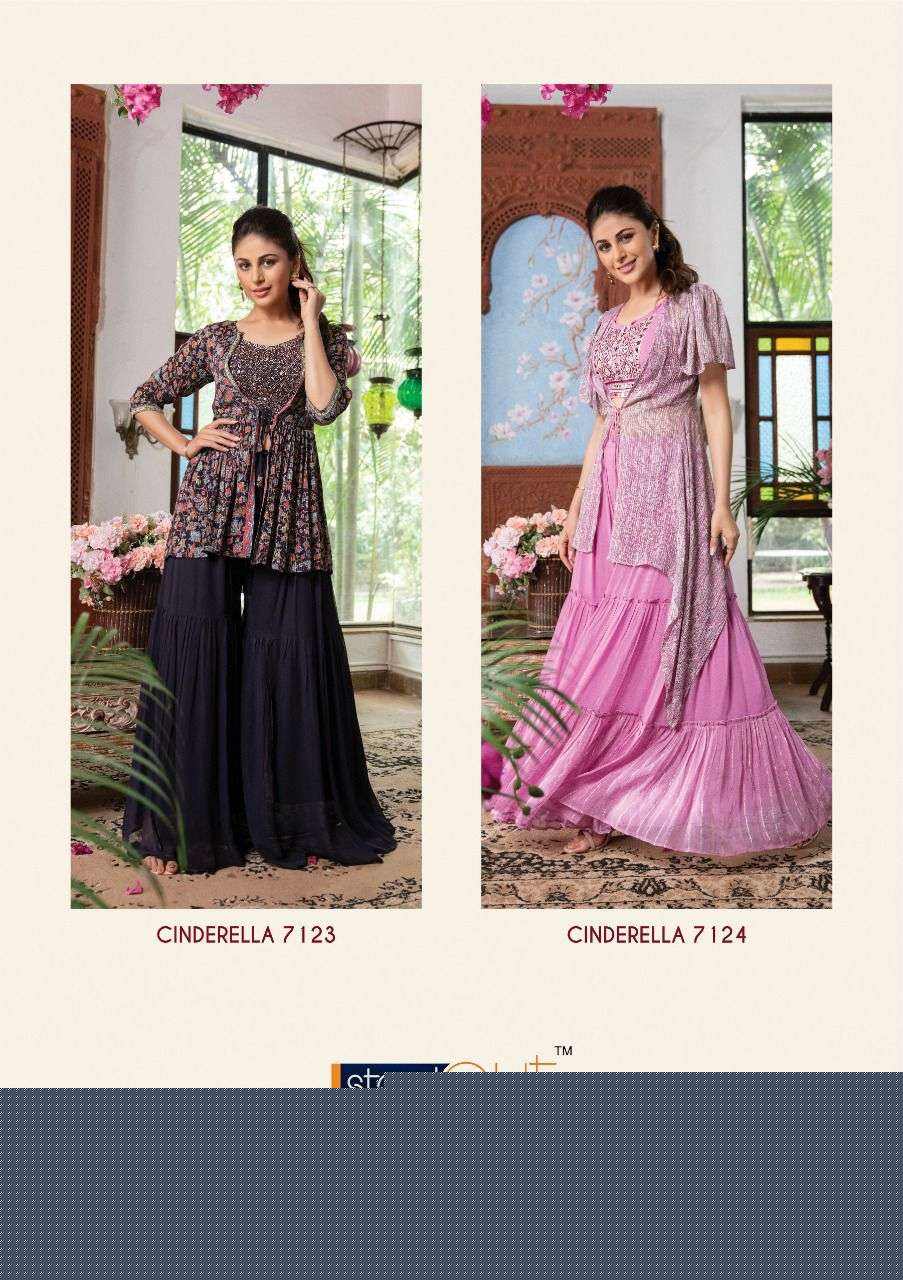 Cinderella Vol-2 By Anju Fabrics 7121 To 7124 Series Designer Stylish Fancy Colorful Beautiful Party Wear & Ethnic Wear Collection Pure Georgette Tops With Bottom At Wholesale Price