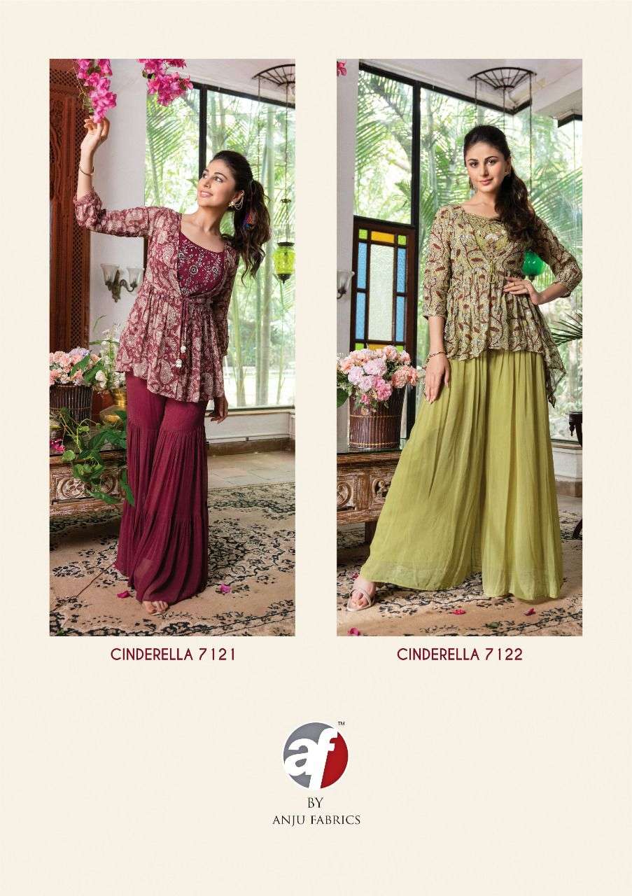Cinderella Vol-2 By Anju Fabrics 7121 To 7124 Series Designer Stylish Fancy Colorful Beautiful Party Wear & Ethnic Wear Collection Pure Georgette Tops With Bottom At Wholesale Price