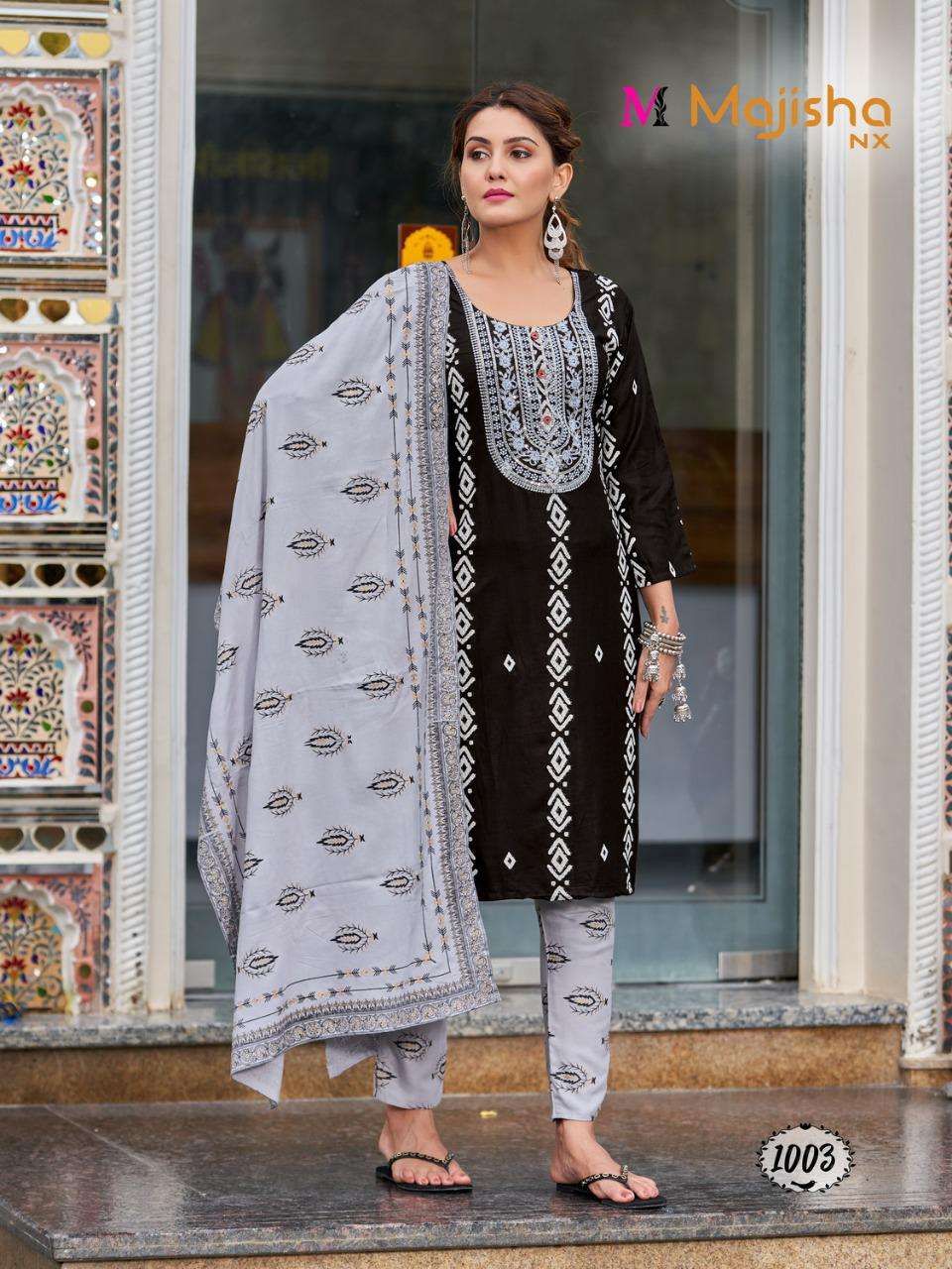 KOODEE VOL-1 BY MAJISHA NX 1001 TO 1008 SERIES BEAUTIFUL SUITS COLORFUL STYLISH FANCY CASUAL WEAR & ETHNIC WEAR PURE RAYON PRINT DRESSES AT WHOLESALE PRICE