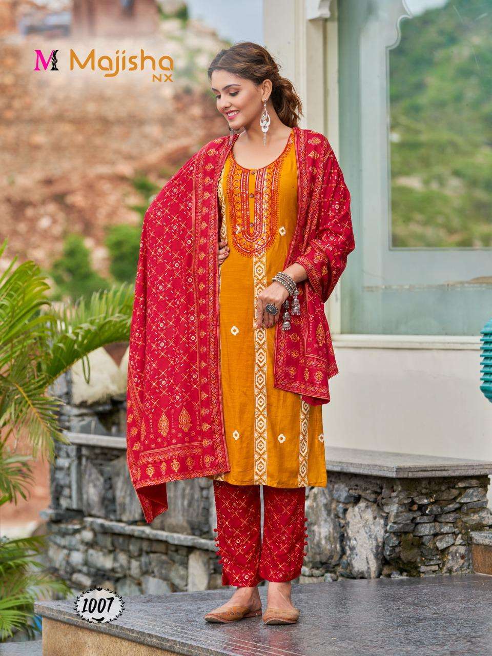 KOODEE VOL-1 BY MAJISHA NX 1001 TO 1008 SERIES BEAUTIFUL SUITS COLORFUL STYLISH FANCY CASUAL WEAR & ETHNIC WEAR PURE RAYON PRINT DRESSES AT WHOLESALE PRICE