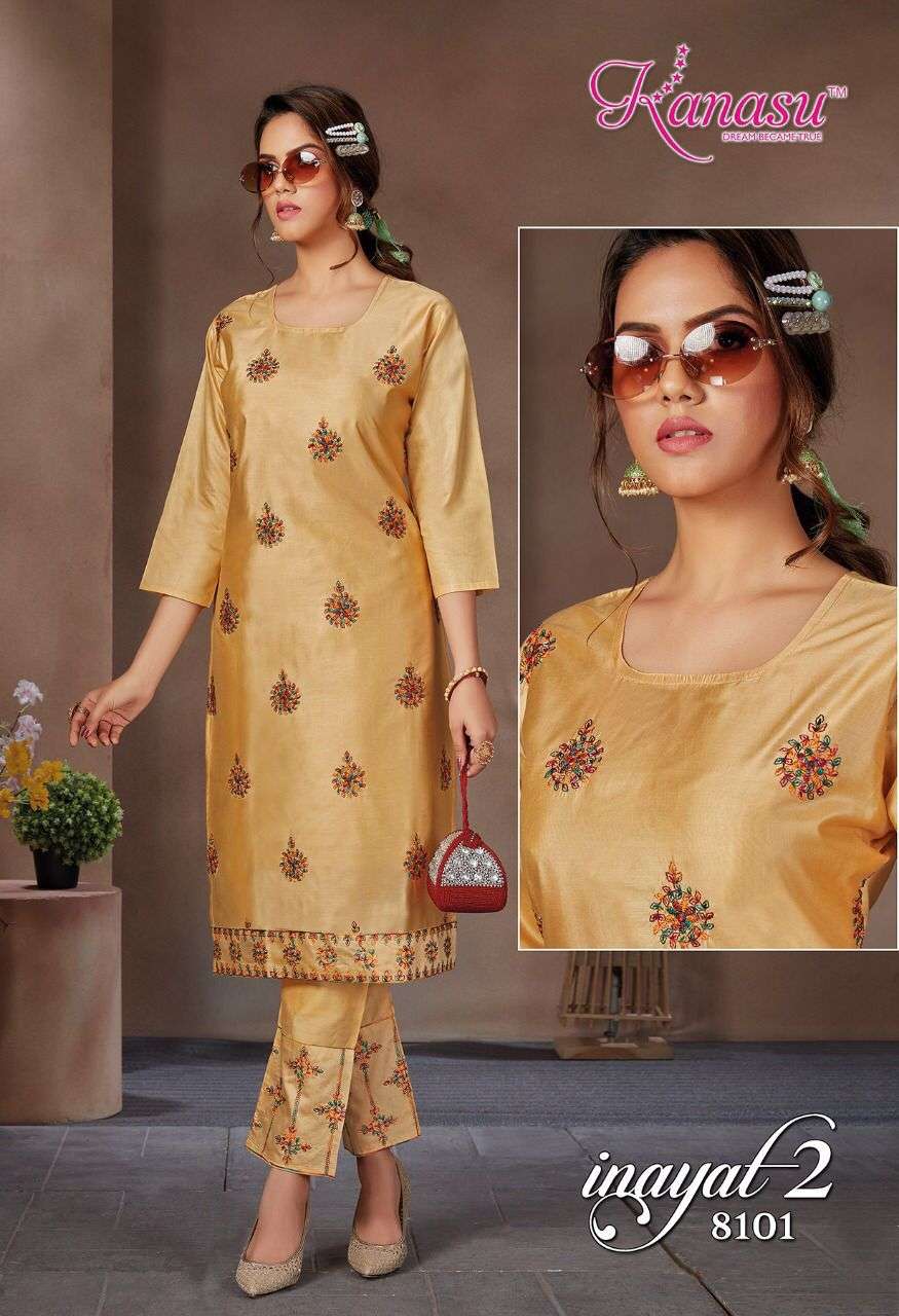 INAYAT VOL-2 BY KANASU 8101 TO 8108 SERIES DESIGNER STYLISH FANCY COLORFUL BEAUTIFUL PARTY WEAR & ETHNIC WEAR COLLECTION SIL KURTIS WITH BOTTOM AT WHOLESALE PRICE