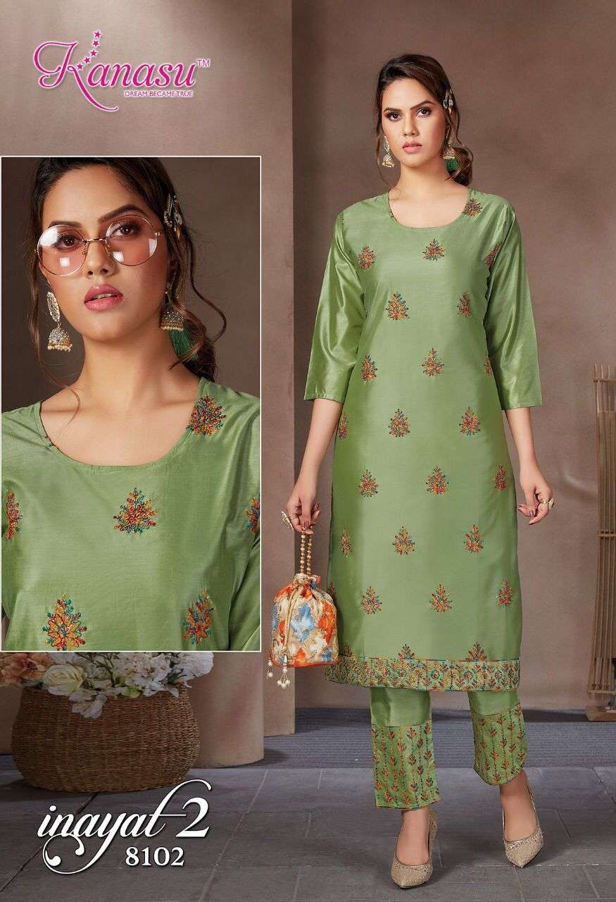 INAYAT VOL-2 BY KANASU 8101 TO 8108 SERIES DESIGNER STYLISH FANCY COLORFUL BEAUTIFUL PARTY WEAR & ETHNIC WEAR COLLECTION SIL KURTIS WITH BOTTOM AT WHOLESALE PRICE