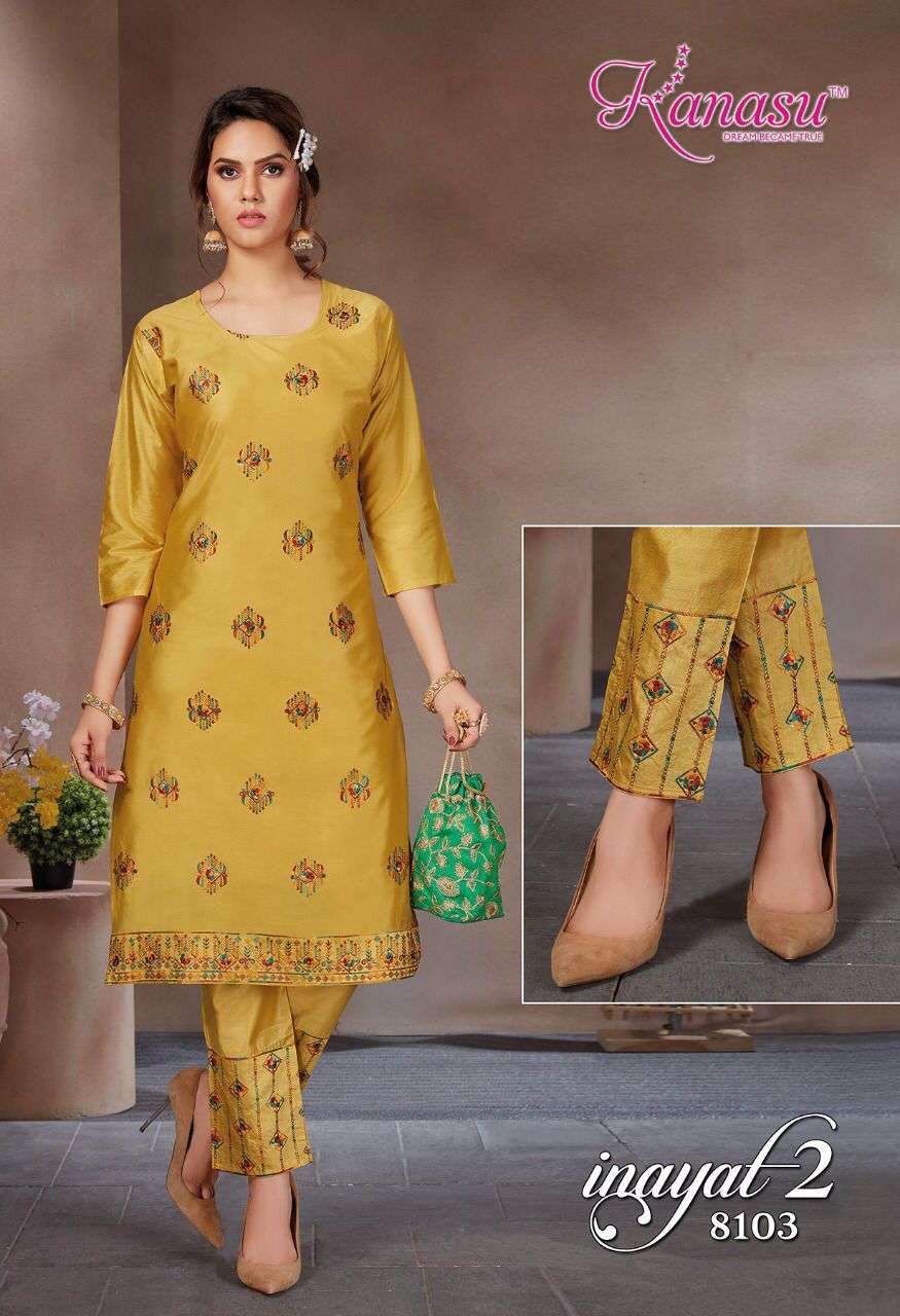 INAYAT VOL-2 BY KANASU 8101 TO 8108 SERIES DESIGNER STYLISH FANCY COLORFUL BEAUTIFUL PARTY WEAR & ETHNIC WEAR COLLECTION SIL KURTIS WITH BOTTOM AT WHOLESALE PRICE