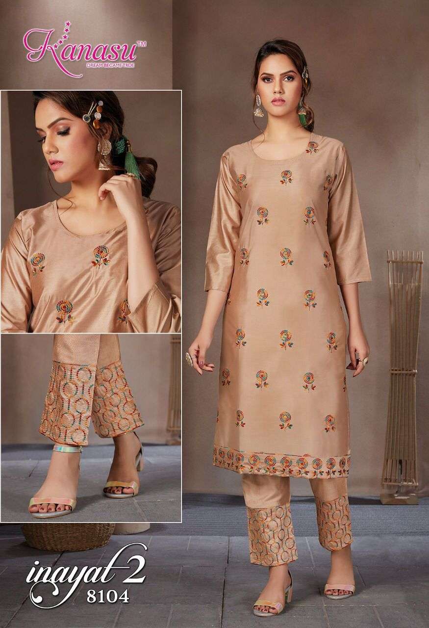 INAYAT VOL-2 BY KANASU 8101 TO 8108 SERIES DESIGNER STYLISH FANCY COLORFUL BEAUTIFUL PARTY WEAR & ETHNIC WEAR COLLECTION SIL KURTIS WITH BOTTOM AT WHOLESALE PRICE