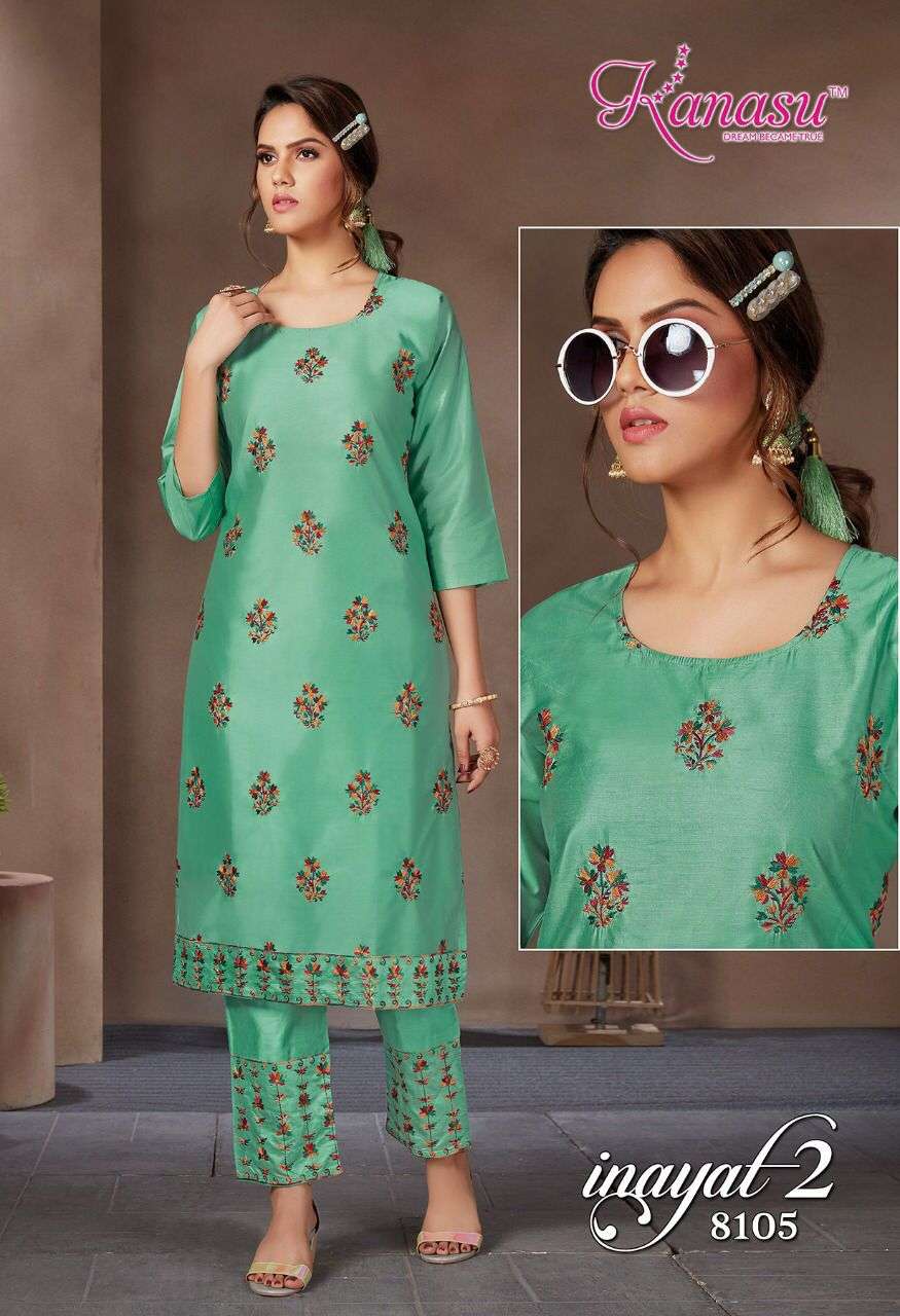 INAYAT VOL-2 BY KANASU 8101 TO 8108 SERIES DESIGNER STYLISH FANCY COLORFUL BEAUTIFUL PARTY WEAR & ETHNIC WEAR COLLECTION SIL KURTIS WITH BOTTOM AT WHOLESALE PRICE