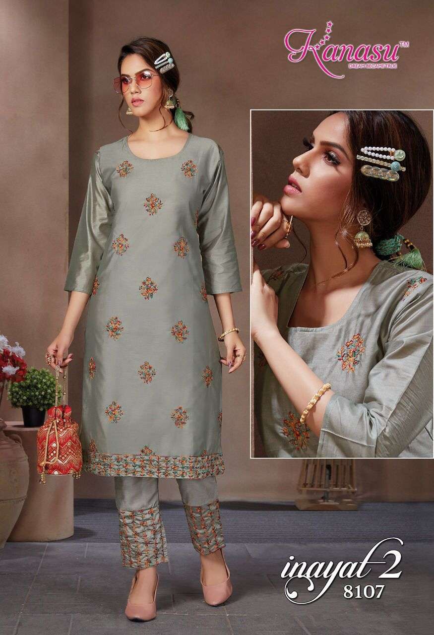 INAYAT VOL-2 BY KANASU 8101 TO 8108 SERIES DESIGNER STYLISH FANCY COLORFUL BEAUTIFUL PARTY WEAR & ETHNIC WEAR COLLECTION SIL KURTIS WITH BOTTOM AT WHOLESALE PRICE