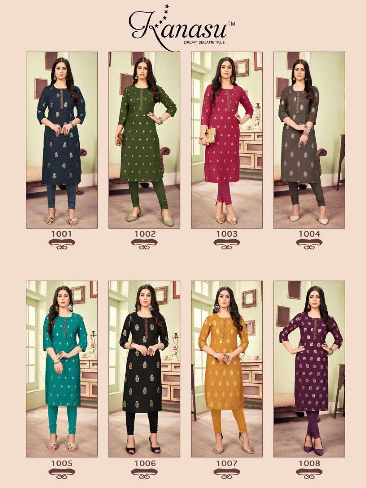 SALSA BY KANASU 1001 TO 1008 SERIES DESIGNER STYLISH FANCY COLORFUL BEAUTIFUL PARTY WEAR & ETHNIC WEAR COLLECTION CHANDERI SILK EMBROIDERED KURTI AT WHOLESALE PRICE