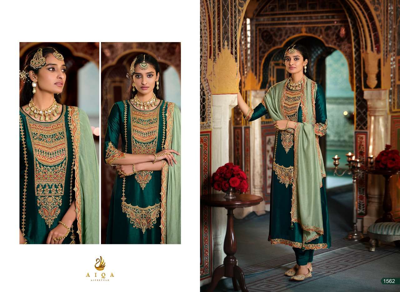 NIGAAR BY AIQA 1557 TO 1564 SERIES BEAUTIFUL SUITS COLORFUL STYLISH FANCY CASUAL WEAR & ETHNIC WEAR PURE BEMBERG SILK DRESSES AT WHOLESALE PRICE
