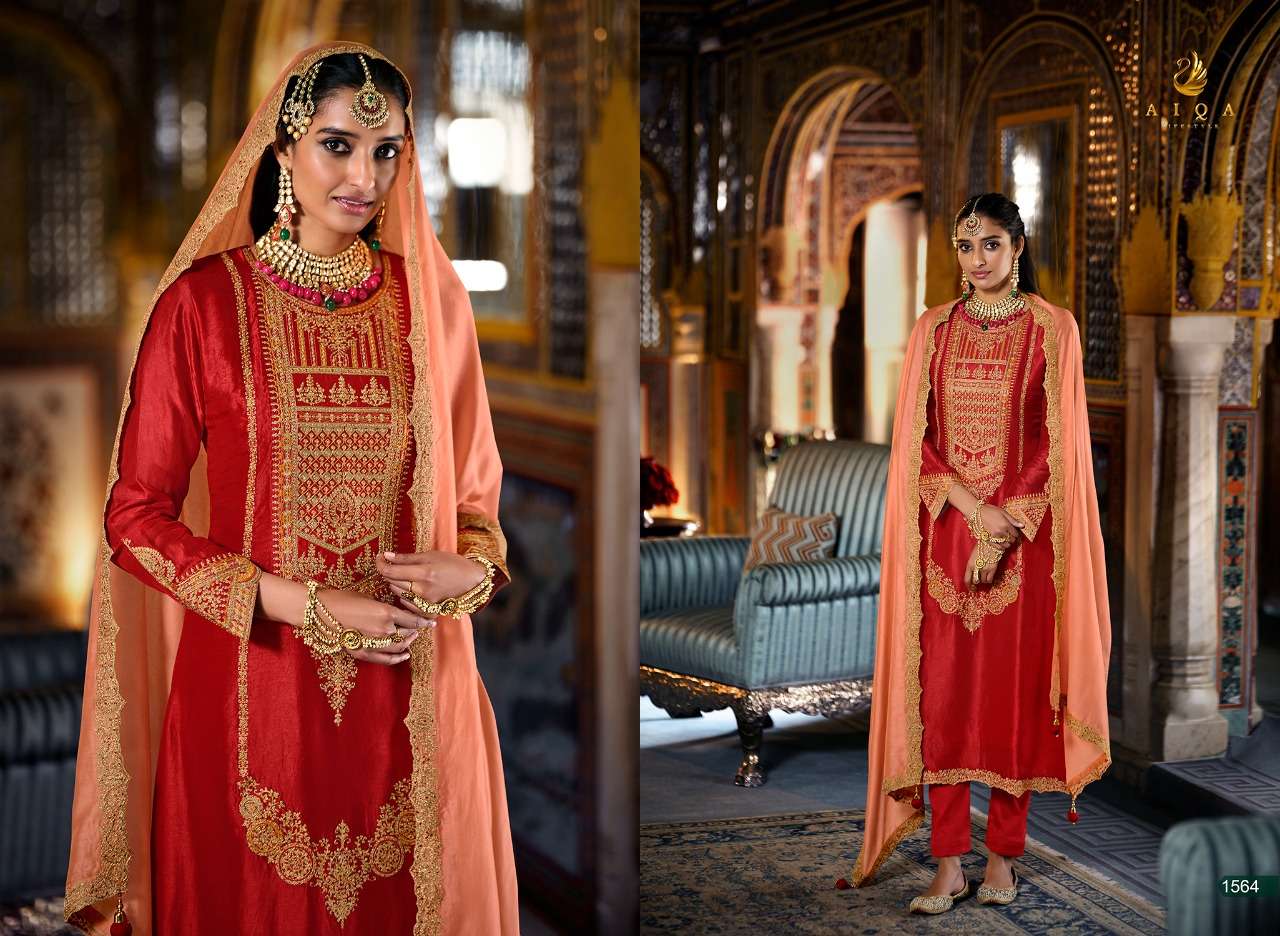 NIGAAR BY AIQA 1557 TO 1564 SERIES BEAUTIFUL SUITS COLORFUL STYLISH FANCY CASUAL WEAR & ETHNIC WEAR PURE BEMBERG SILK DRESSES AT WHOLESALE PRICE