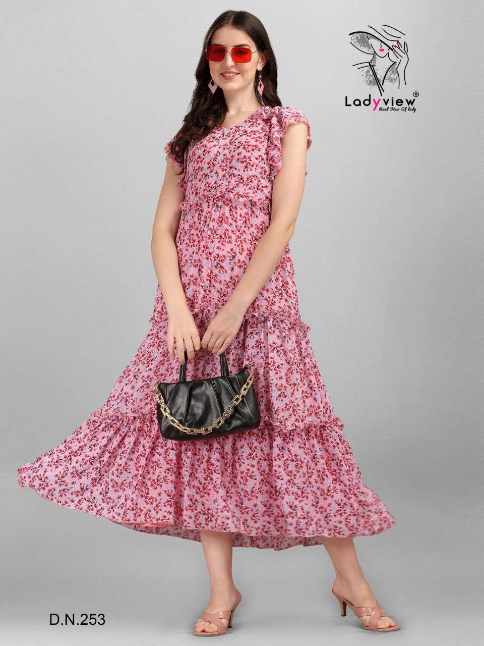 FUSION BY LADY VIEW 253 TO 257 SERIES DESIGNER STYLISH FANCY COLORFUL BEAUTIFUL PARTY WEAR & ETHNIC WEAR COLLECTION HEAVY GEORGETTE GOWN AT WHOLESALE PRICE