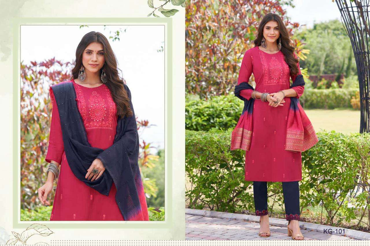KANGANAA BY HARIYAALI 101 TO 108 SERIES SUITS BEAUTIFUL FANCY COLORFUL STYLISH PARTY WEAR & OCCASIONAL WEAR VISCOSE SILK DRESSES AT WHOLESALE PRICE