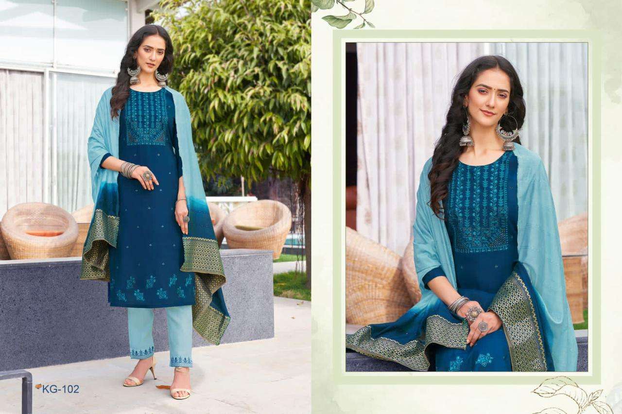KANGANAA BY HARIYAALI 101 TO 108 SERIES SUITS BEAUTIFUL FANCY COLORFUL STYLISH PARTY WEAR & OCCASIONAL WEAR VISCOSE SILK DRESSES AT WHOLESALE PRICE