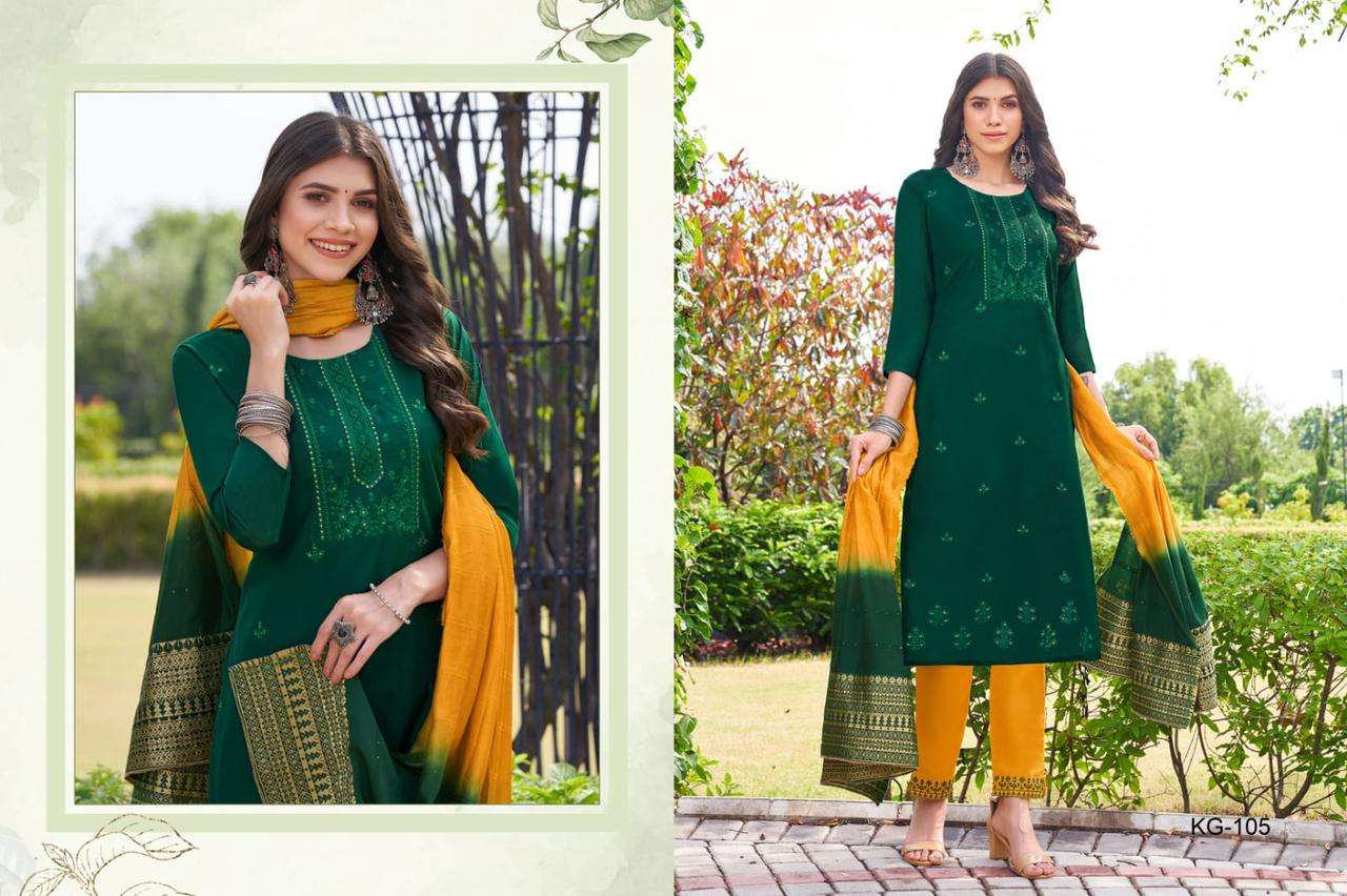 KANGANAA BY HARIYAALI 101 TO 108 SERIES SUITS BEAUTIFUL FANCY COLORFUL STYLISH PARTY WEAR & OCCASIONAL WEAR VISCOSE SILK DRESSES AT WHOLESALE PRICE