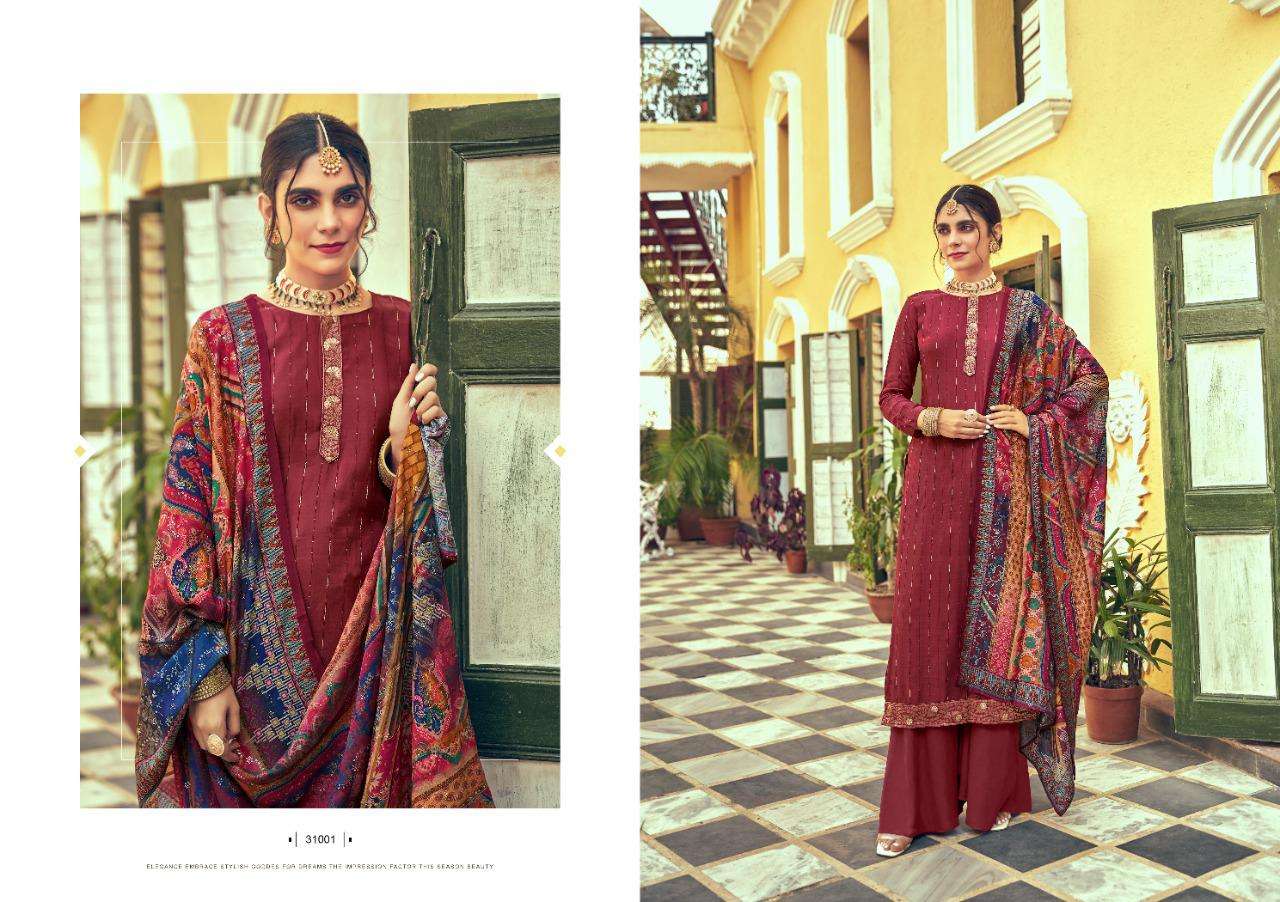 SAACHI BY NISHANT FASHION 31001 TO 31006 SERIES SHARARA SUITS BEAUTIFUL FANCY COLORFUL STYLISH PARTY WEAR & OCCASIONAL WEAR SILK DRESSES AT WHOLESALE PRICE