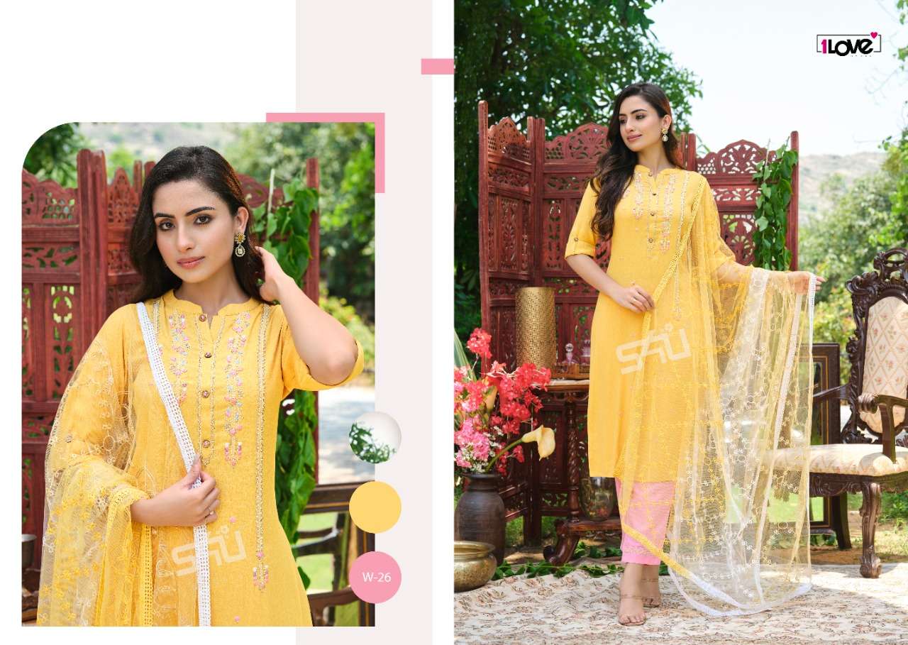 WOMANIYA VOL-2 BY 1 LOVE 21 TO 27 SERIES STYLISH BEAUTIFUL COLOURFUL PRINTED & EMBROIDERED PARTY WEAR & OCCASIONAL WEAR VISCOSE SLUB DRESSES AT WHOLESALE PRICE