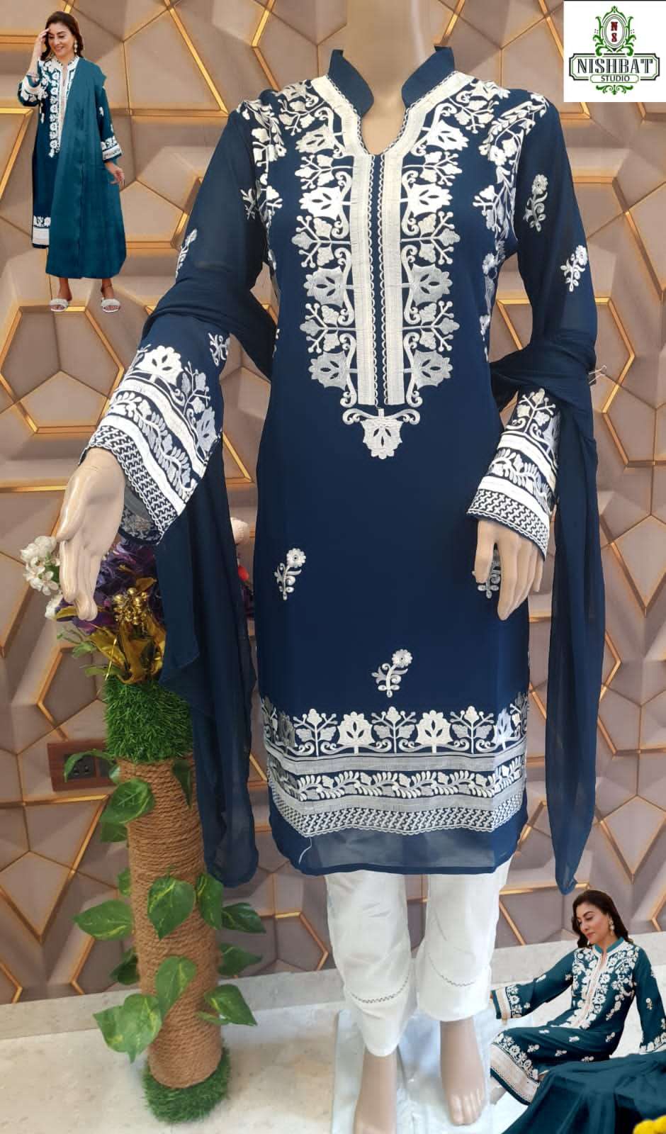 NISHBAT VOL-24 BY NISHBAT STUDIO 24-A TO 24-C SERIES DESIGNER PAKISTANI SUITS BEAUTIFUL STYLISH FANCY COLORFUL PARTY WEAR & OCCASIONAL WEAR FAUX GEORGETTE EMBROIDERED DRESSES AT WHOLESALE PRICE