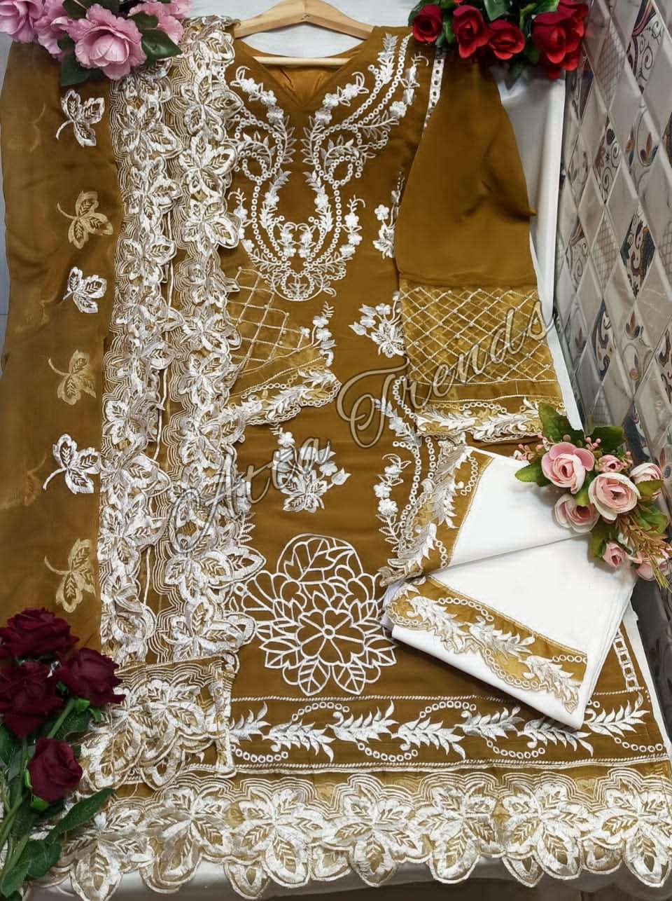 Atta Trendz 2712 Colours By Atta Trendz 2712-A To 2712-B Series Designer Festive Pakistani Suits Collection Beautiful Stylish Fancy Colorful Party Wear & Occasional Wear Pure Georgette Embroidered Dresses At Wholesale Price