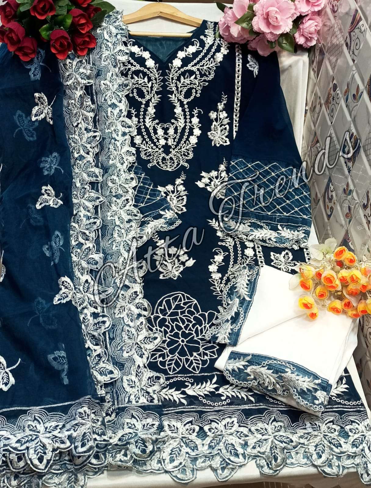 Atta Trendz 2712 Colours By Atta Trendz 2712-A To 2712-B Series Designer Festive Pakistani Suits Collection Beautiful Stylish Fancy Colorful Party Wear & Occasional Wear Pure Georgette Embroidered Dresses At Wholesale Price