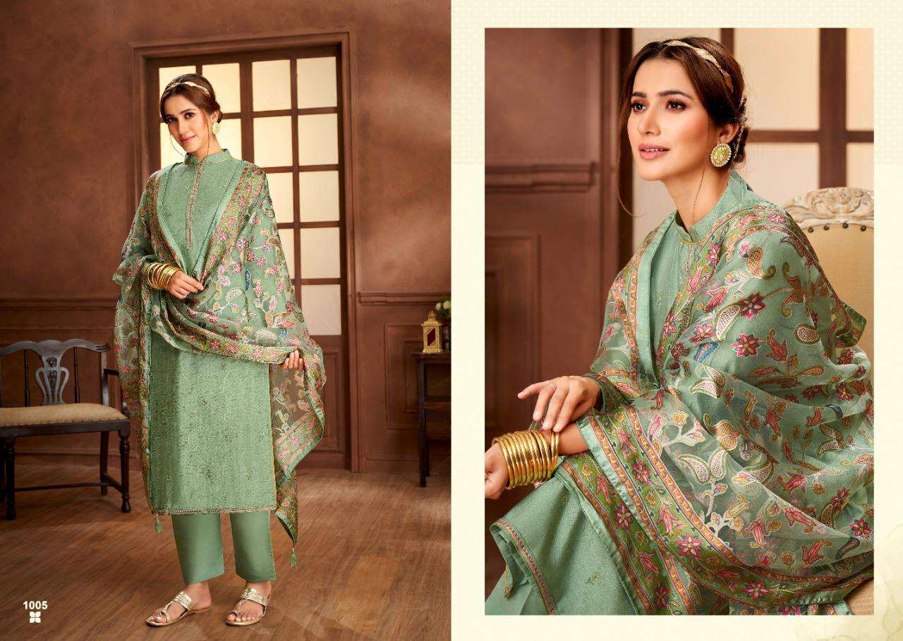 SANJEEVNI SILK BY SALVI FASHION 1001 TO 1006 SERIES BEAUTIFUL SUITS COLORFUL STYLISH FANCY CASUAL WEAR & ETHNIC WEAR PURE SILK EMBROIDERED DRESSES AT WHOLESALE PRICE