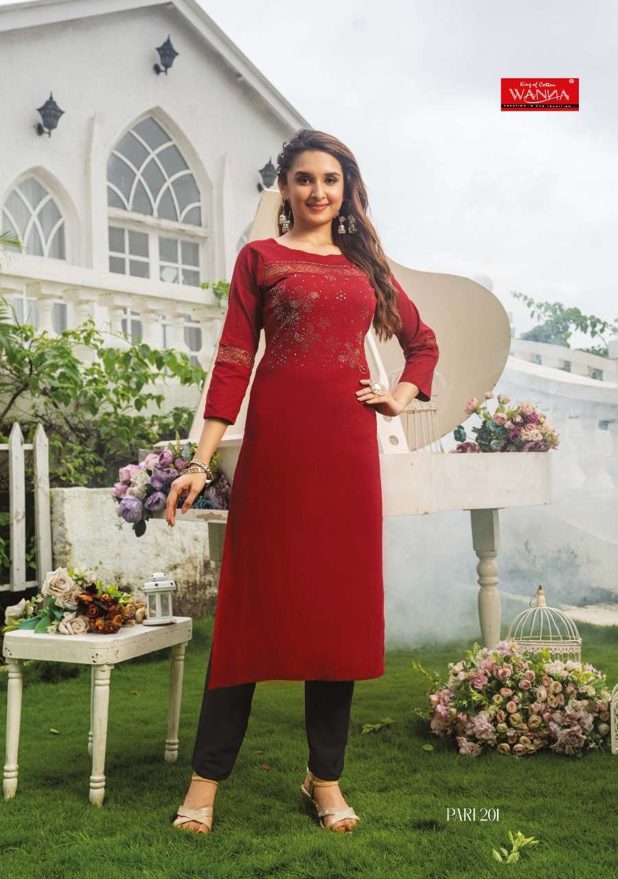 PARI VOL-2 BY WANNA 201 TO 206 SERIES DESIGNER STYLISH FANCY COLORFUL BEAUTIFUL PARTY WEAR & ETHNIC WEAR COLLECTION LYCRA KURTIS AT WHOLESALE PRICE