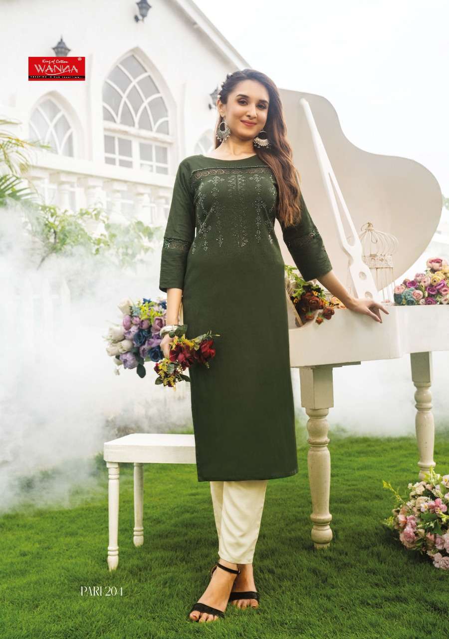 PARI VOL-2 BY WANNA 201 TO 206 SERIES DESIGNER STYLISH FANCY COLORFUL BEAUTIFUL PARTY WEAR & ETHNIC WEAR COLLECTION LYCRA KURTIS AT WHOLESALE PRICE