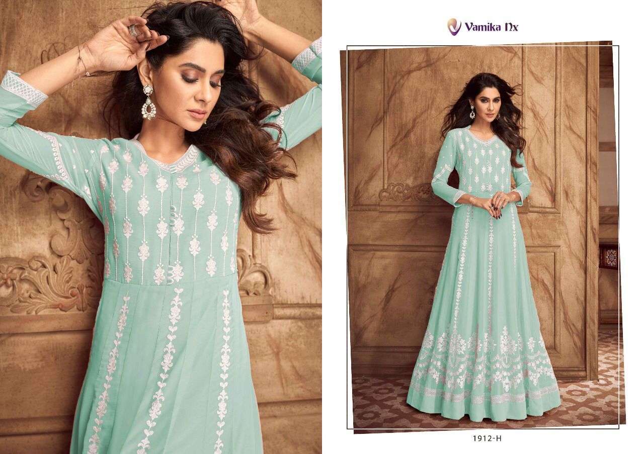 SIYA VOL-2 GOLD BY VAMIKA 1907-F TO 1907-J SERIES DESIGNER STYLISH FANCY COLORFUL BEAUTIFUL PARTY WEAR & ETHNIC WEAR COLLECTION PURE GEORGETTE GOWN AT WHOLESALE PRICE