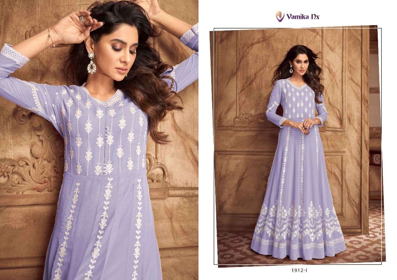 SIYA VOL-2 GOLD BY VAMIKA 1907-F TO 1907-J SERIES DESIGNER STYLISH FANCY COLORFUL BEAUTIFUL PARTY WEAR & ETHNIC WEAR COLLECTION PURE GEORGETTE GOWN AT WHOLESALE PRICE